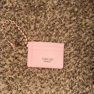 Guess Blush Pink Card Holder with Chain